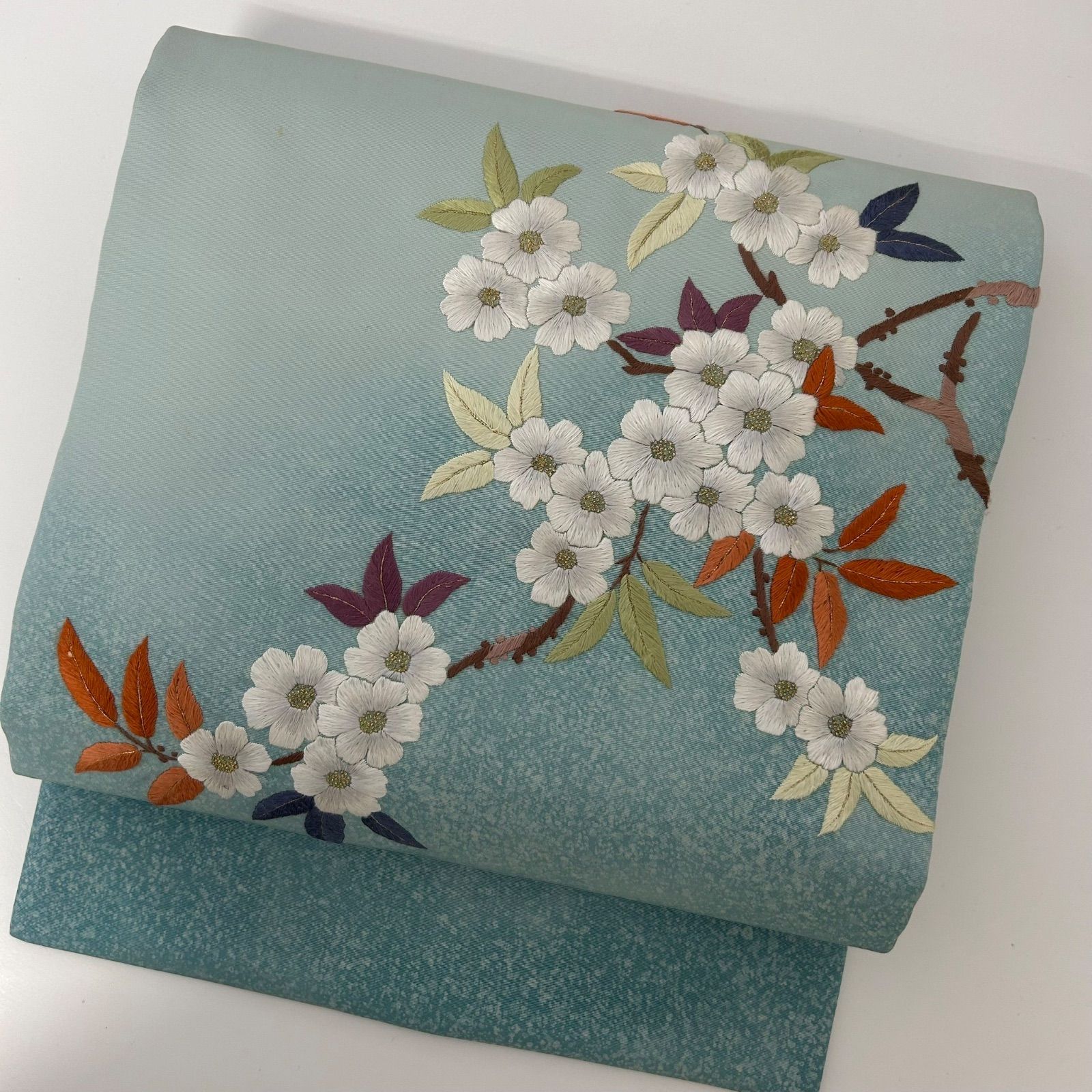 名古屋帯 塩瀬 刺繍 花柄の豪華刺繍 九寸 正絹 着物 MA-2651 - メルカリ