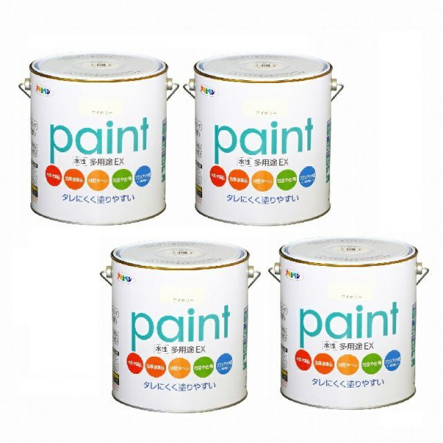 アサヒペン 水性多用途EX 3L アイボリー セール 4缶セット
