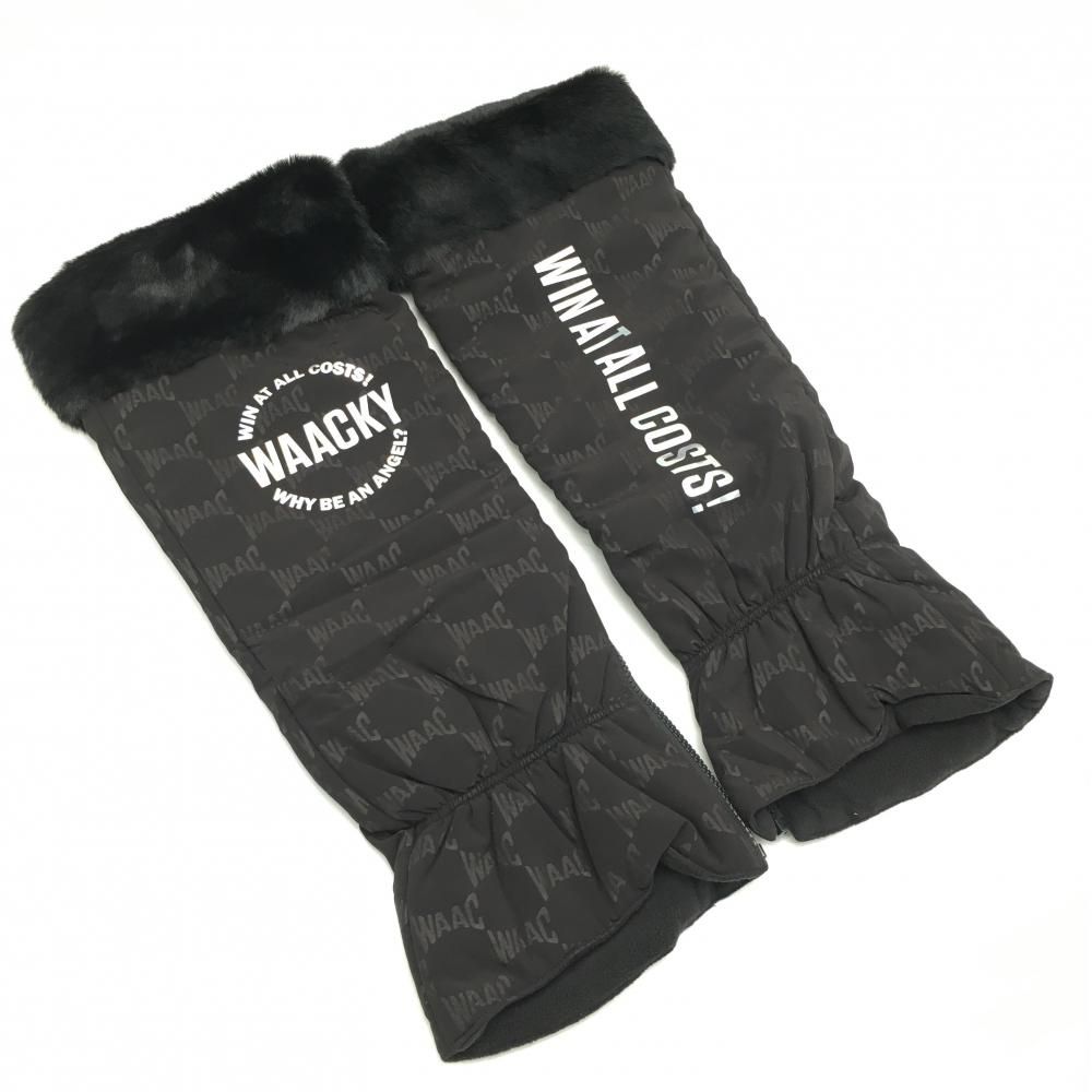 新品】ワック 中綿レッグウォーマー 黒 ロゴ地模様 ファー レディース