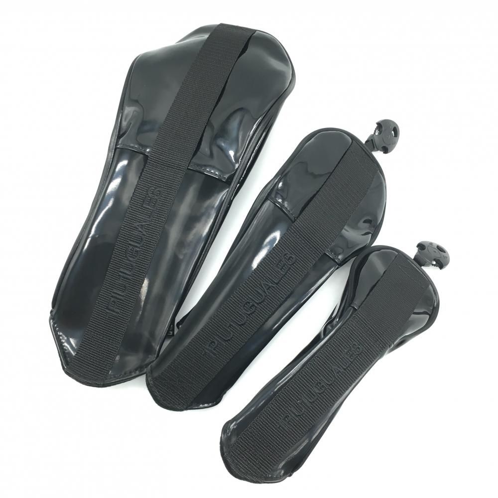 超 ウノピゥウノウグァーレトレ ヘッドカバー3点セット DR FW UT 黒 エナメル ロゴ ゴルフ