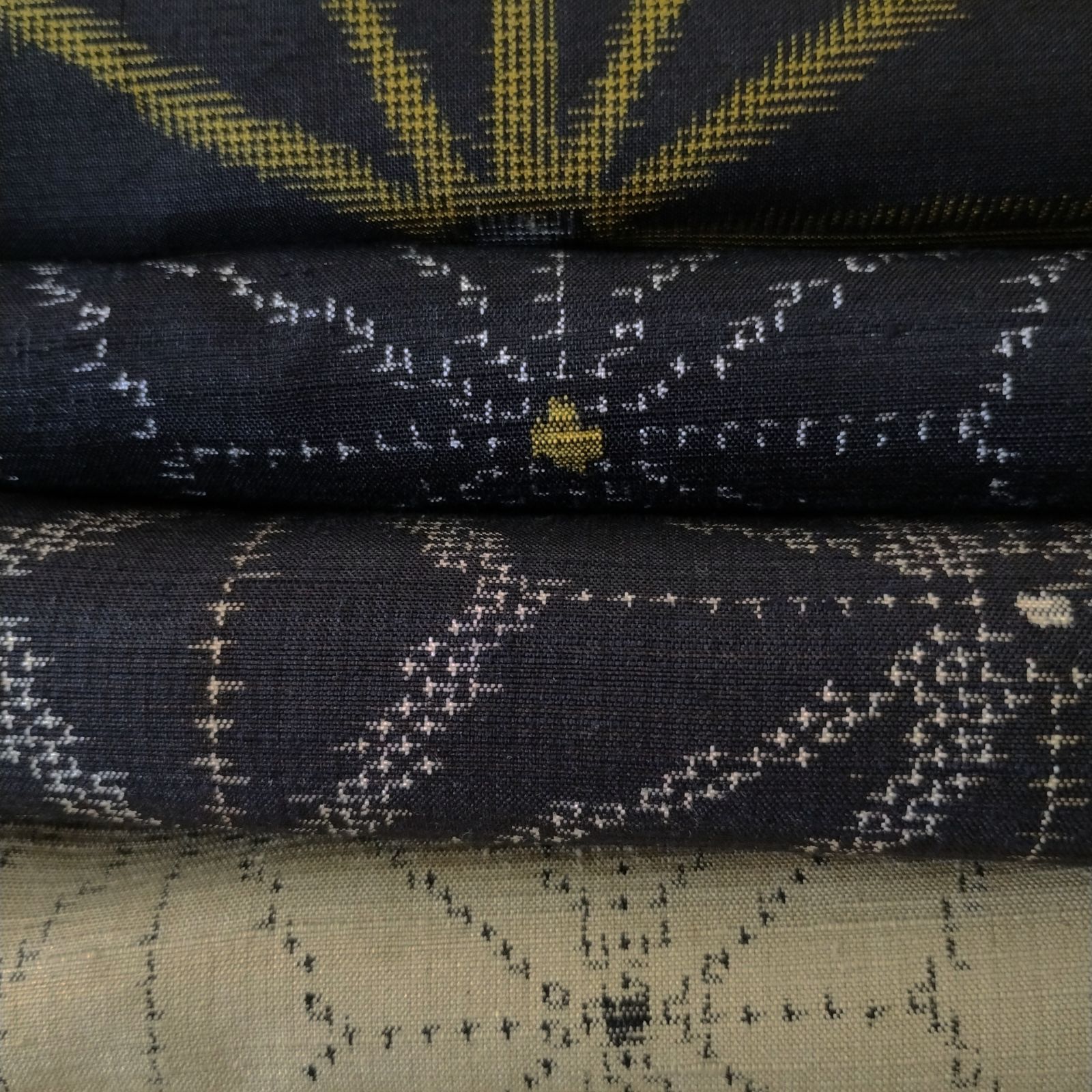  TMG 0290 麻の葉模様の紬8点 リメイク 小紋 着物