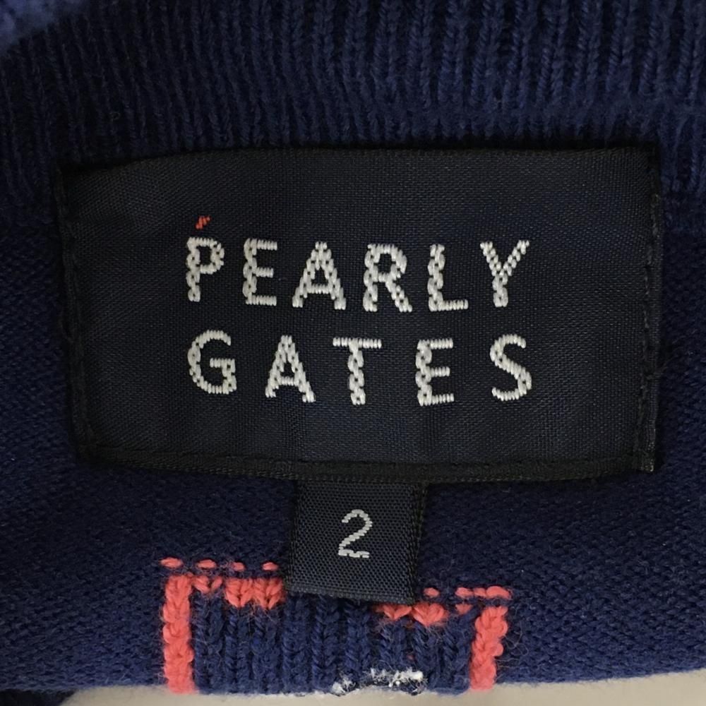 パーリーゲイツ ハイネックセーター ピンク×白 ロゴ ニット レディース