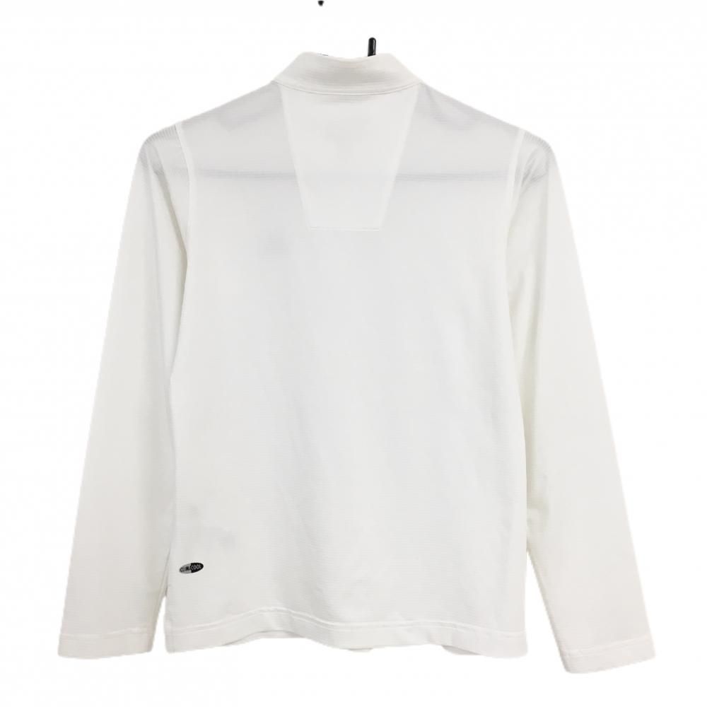 超美品】アディダス 長袖ハイネックシャツ 白 ボーダー地模様 ロゴ