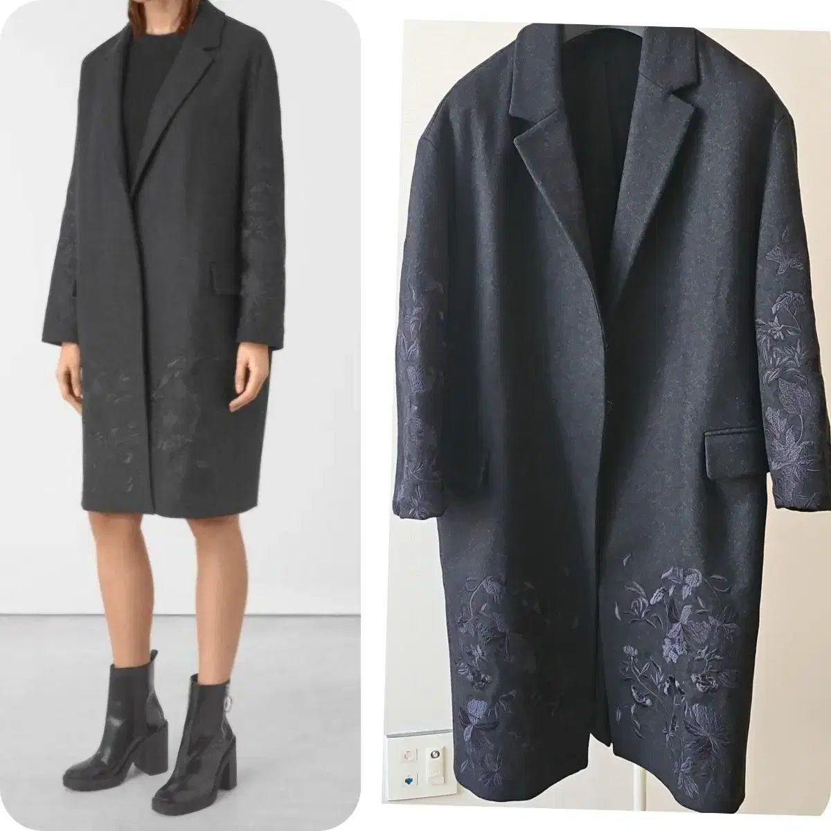 オールセインツ S M 刺繍 ロング チャーリー コート