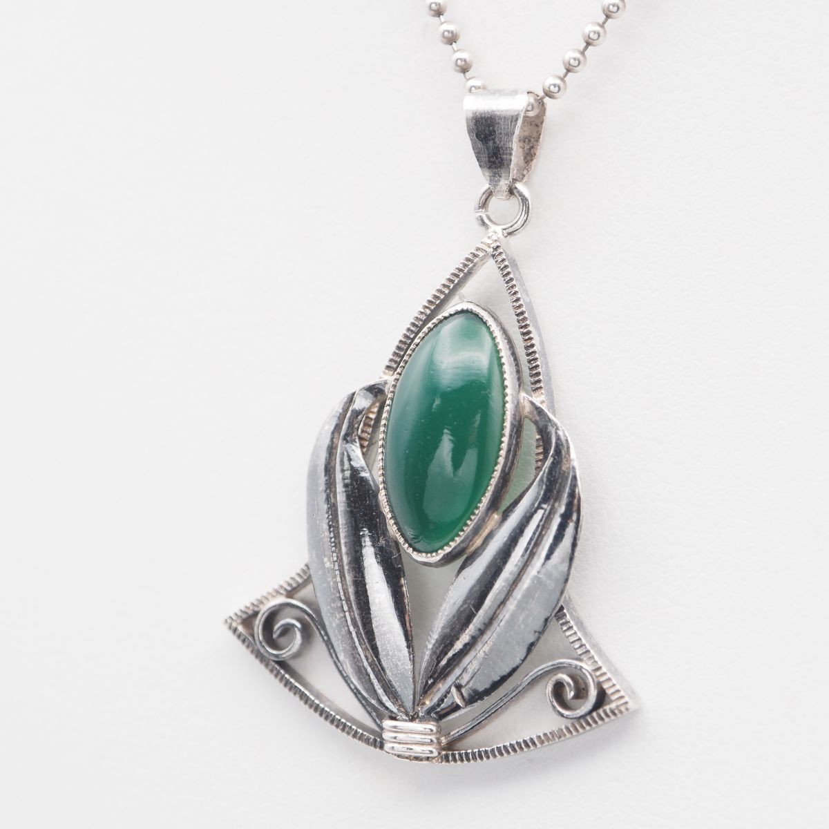 L456 グリーンアゲート 緑瑪瑙 メノウ ペンダント トップ リーフ