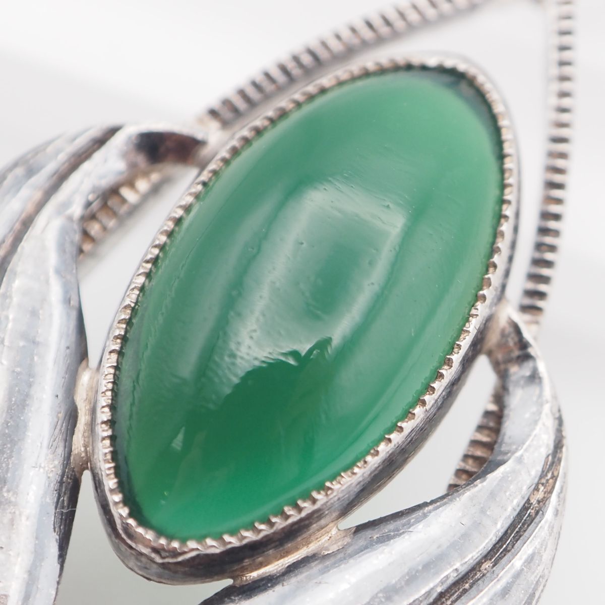 L456 グリーンアゲート 緑瑪瑙 メノウ ペンダント トップ リーフ