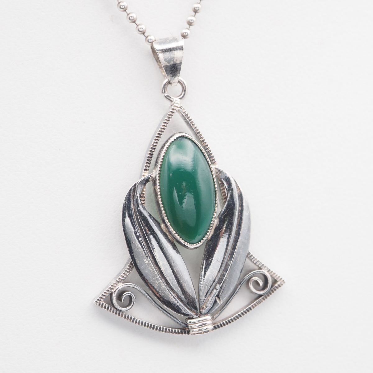 L456 グリーンアゲート 緑瑪瑙 メノウ ペンダント トップ リーフ