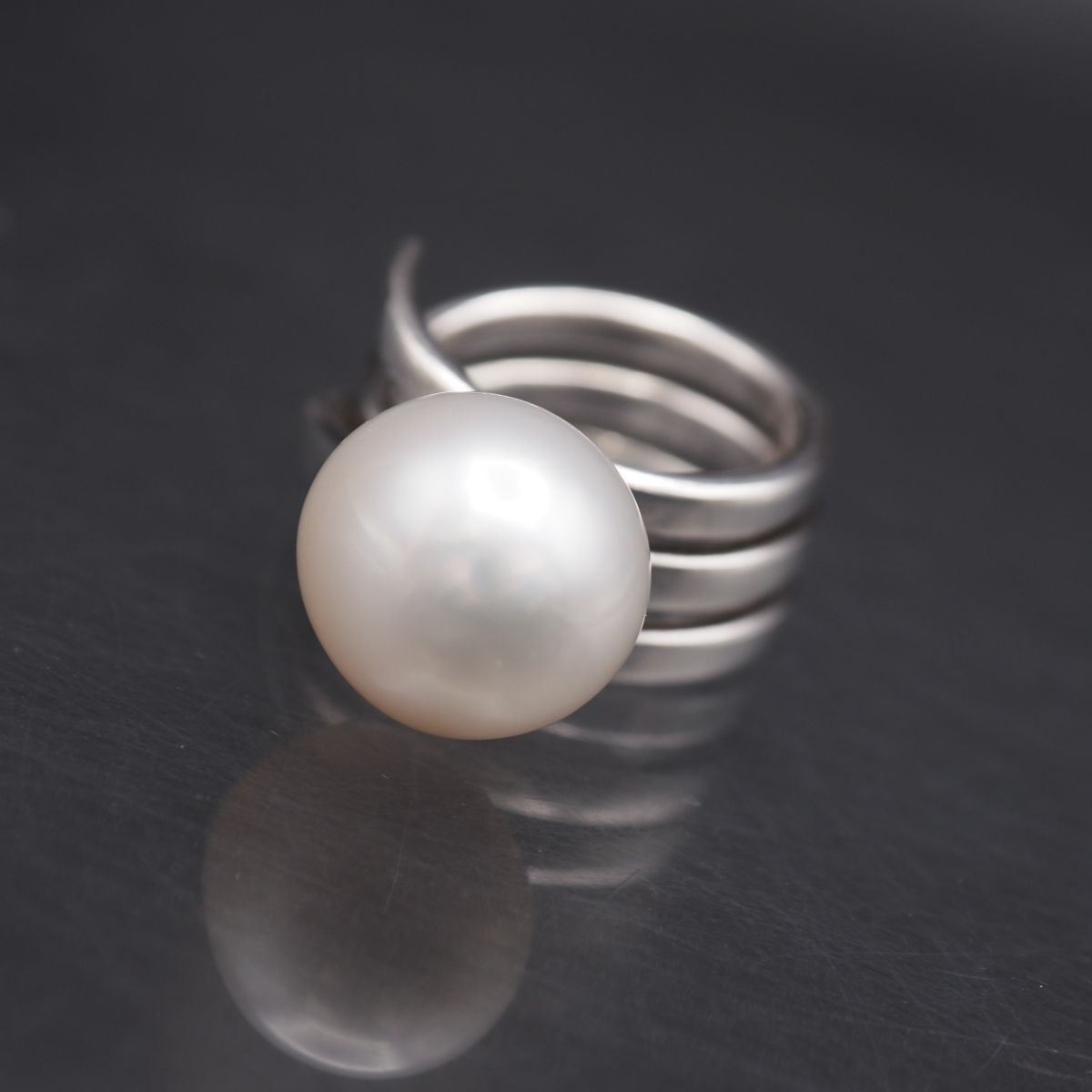 L 508 大粒 淡水真珠 パール リング デザイン シルバー 指輪 誕生石 13号