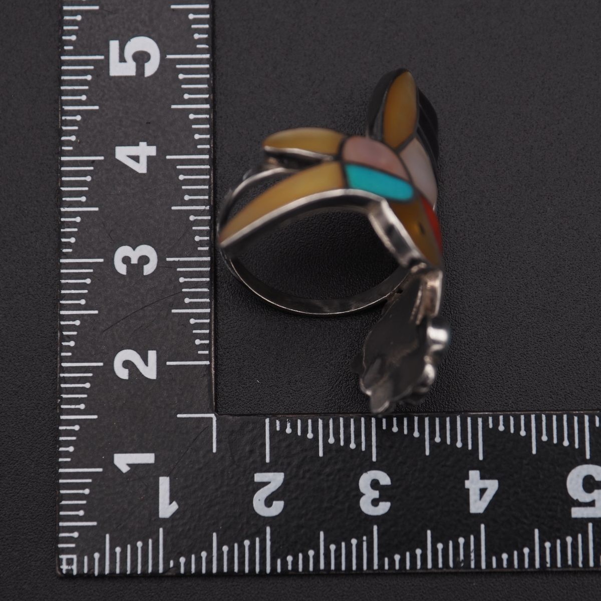  L 475 ターコイズ トルコ石 シェル 等 ストーン ズニ族 リング バード インレイ デザイン シルバー 指輪 インディアンジュエリー14号 リング 指輪 アクセサリー