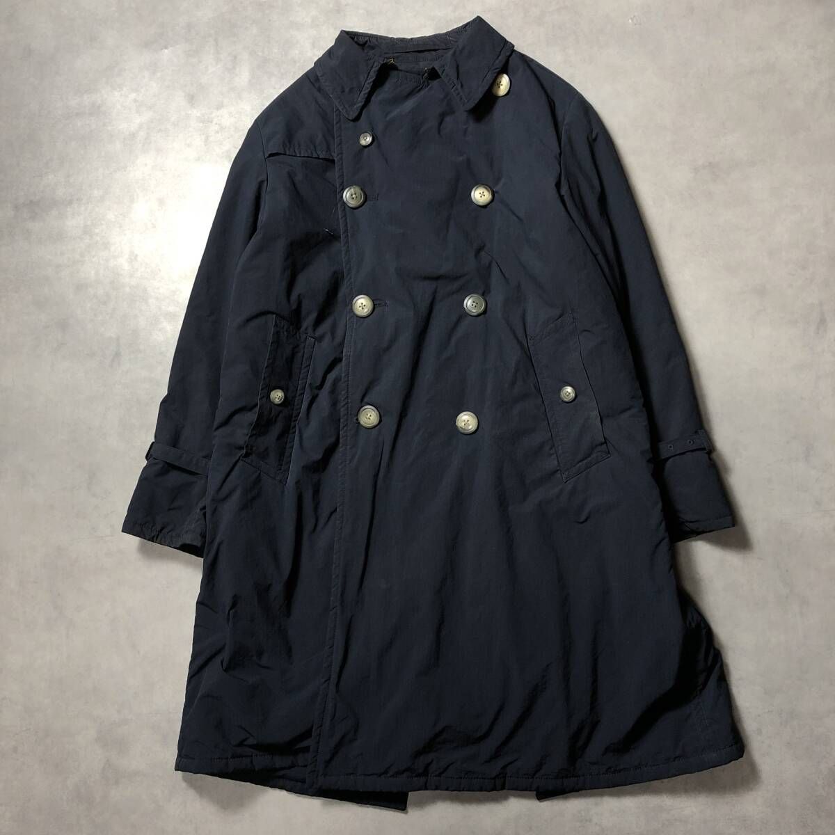 GQ 4368 KAPTAIN SUNSHINE PRIMALOFT中綿ダブルブレストトレンチコート S ネイビー リップストップ ベルト キャプテンサンシャイン