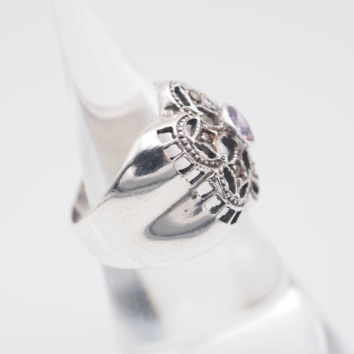 L524 アメジスト マーカサイト マルカジット リング 透かし彫り