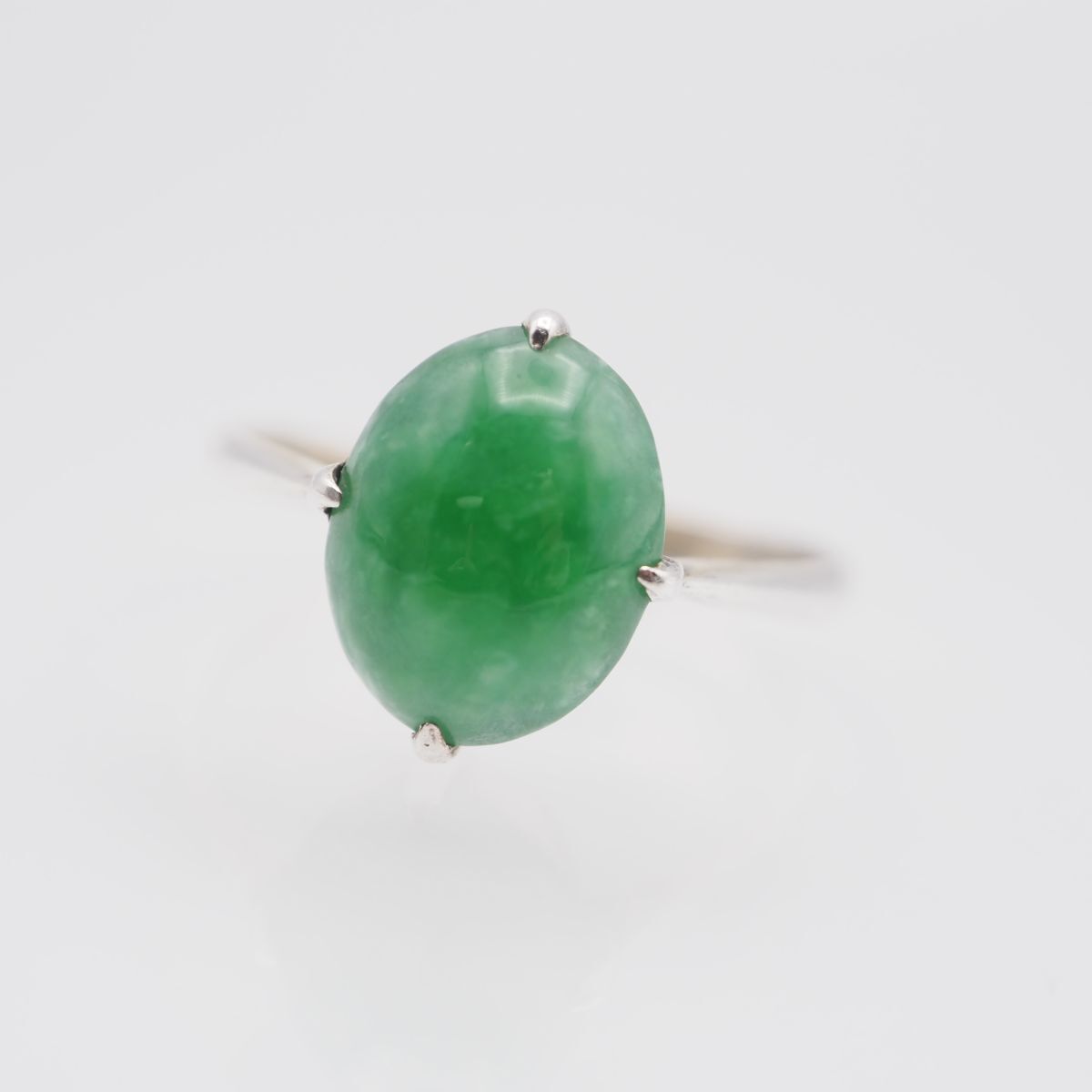 L 062 翡翠 ヒスイ 銀刻印 リング ゴールド デザイン シルバー 指輪 17号