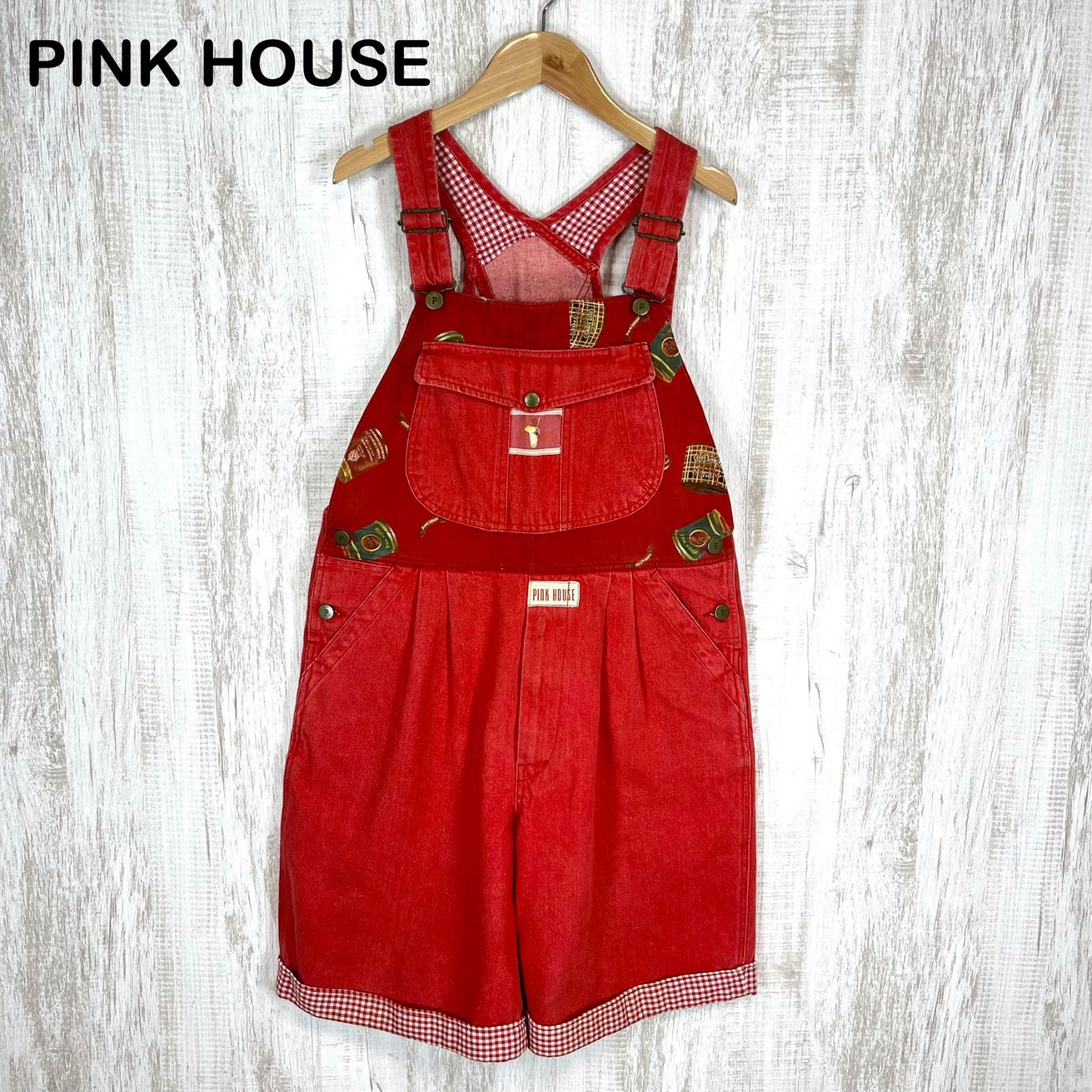 PINK HOUSE ピンクハウス ロゴ ビンテージ ギンガムチェック デニム 膝