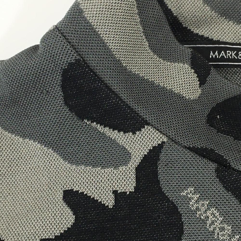 マークアンドロナ 長袖ハイネックシャツ 黒×グレー カモフラ柄 迷彩