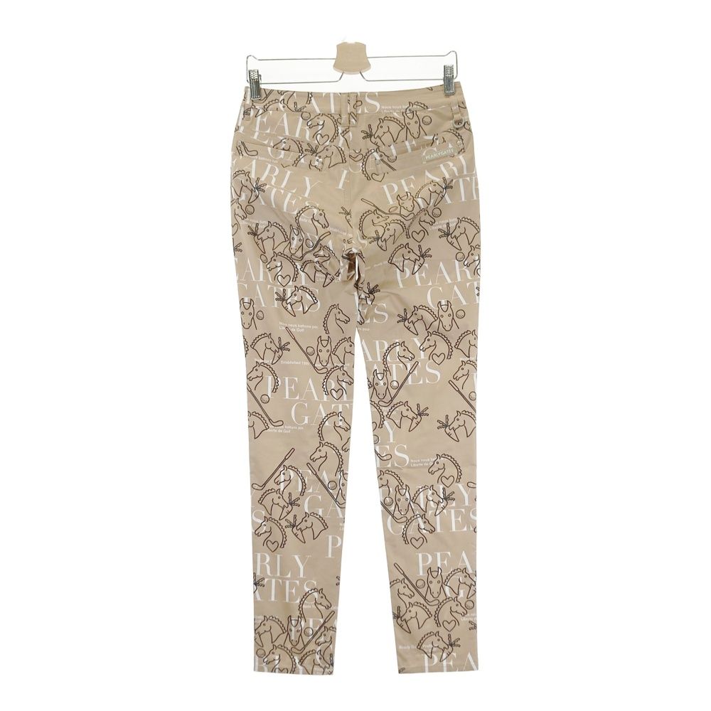 サイズ 1 PEARLY GATES パーリーゲイツ ロングパンツ 馬 ホース総柄 ベージュ系 ゴルフウェア レディース ストスト