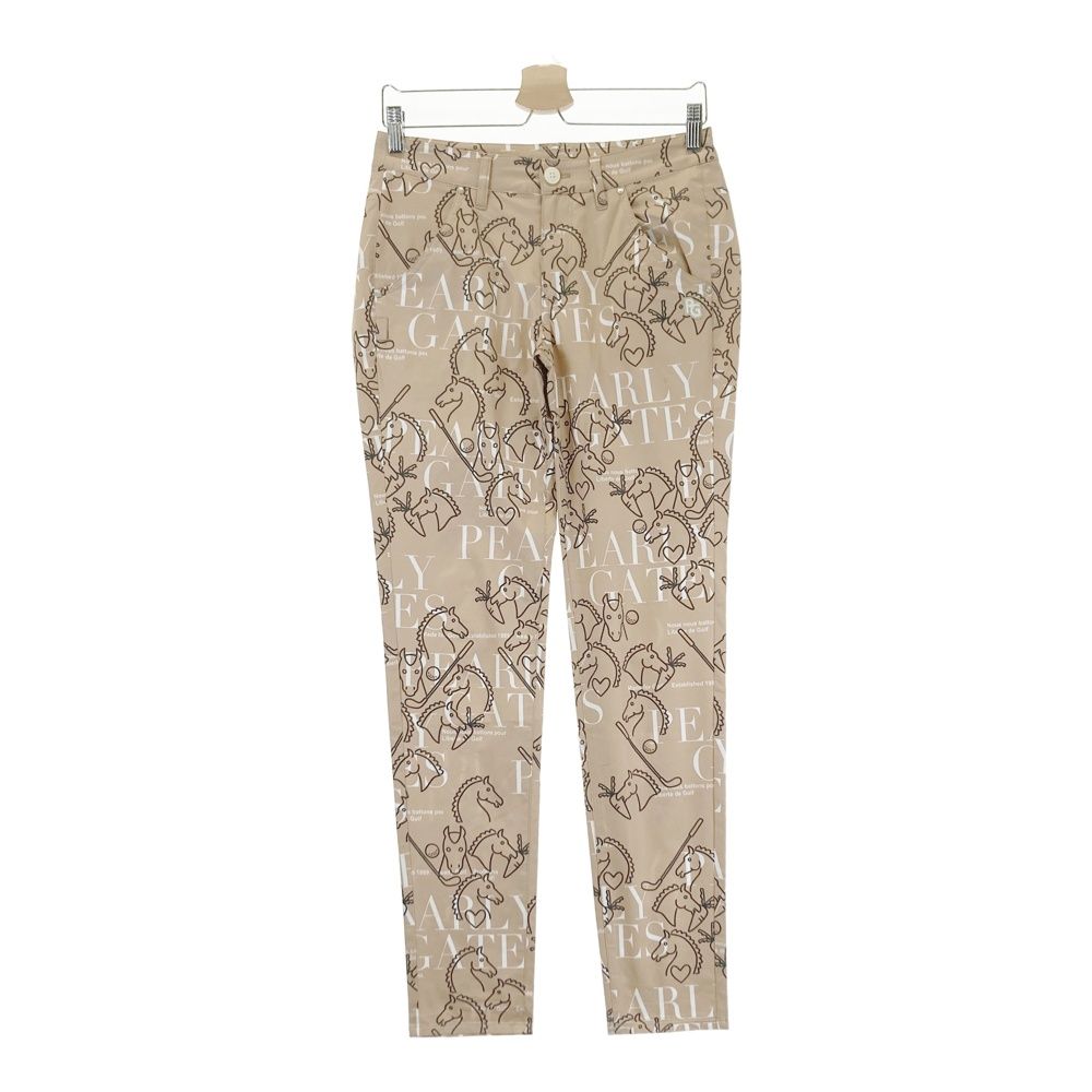 サイズ 1 PEARLY GATES パーリーゲイツ ロングパンツ 馬 ホース総柄 ベージュ系 ゴルフウェア レディース ストスト