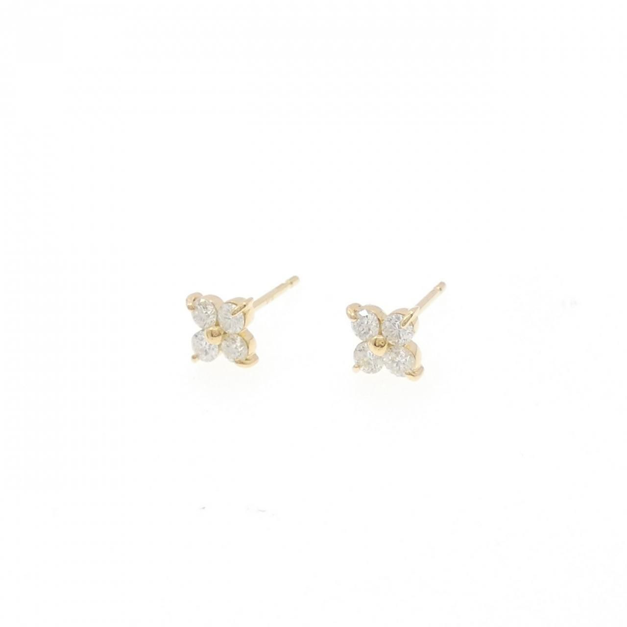 リメイク K 18 YG フラワー ダイヤモンド ピアス 0.30 CT