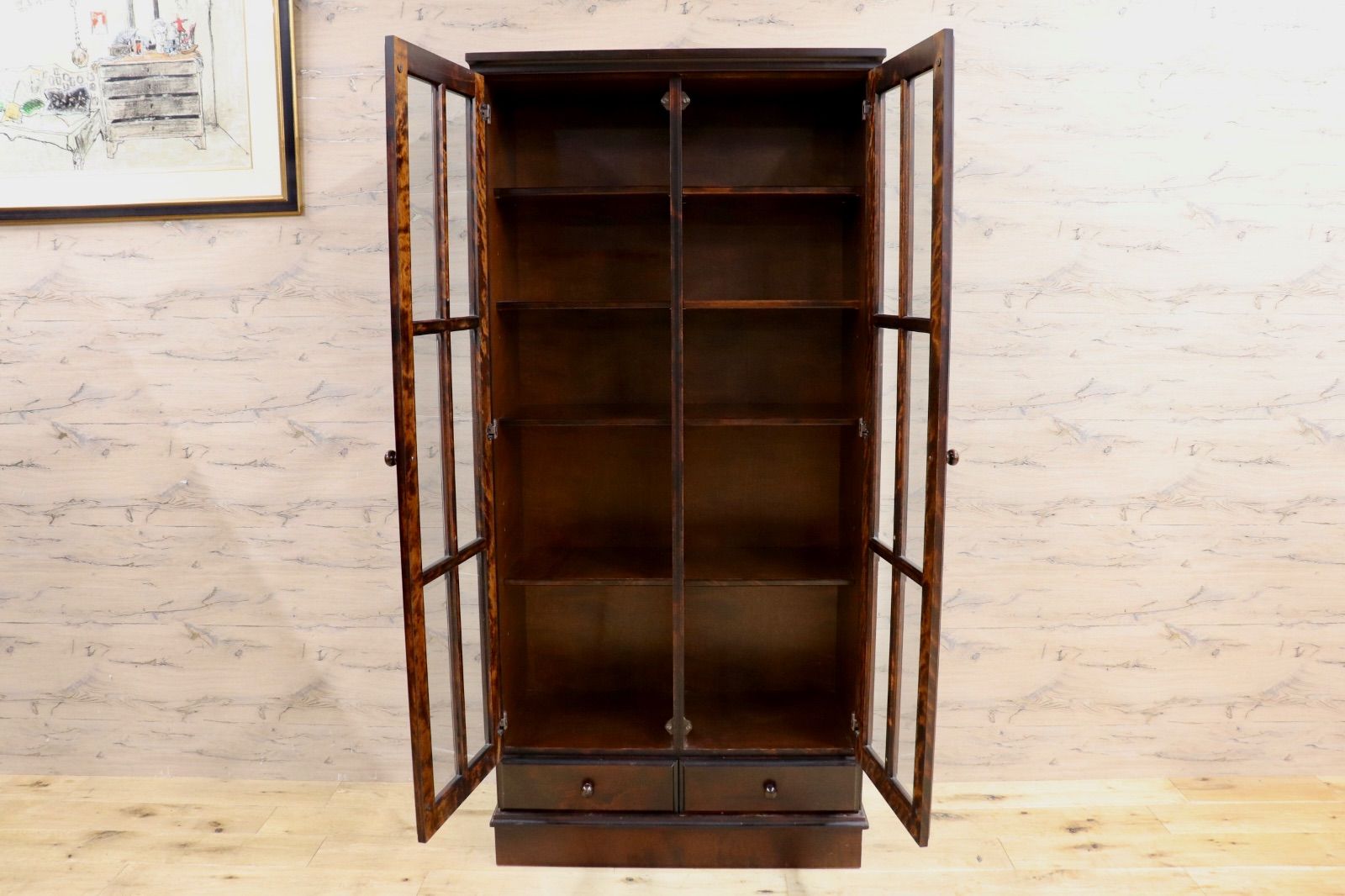 GMIS383○民芸家具 書棚 本棚 飾り棚 キャビネット 和家具 レトロ