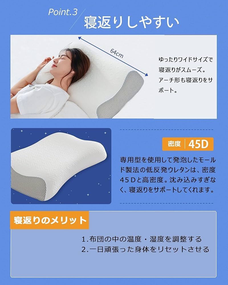 枕 低反発 首が痛くならない 枕 横向き寝 高め 枕 まくら 首肩フィット