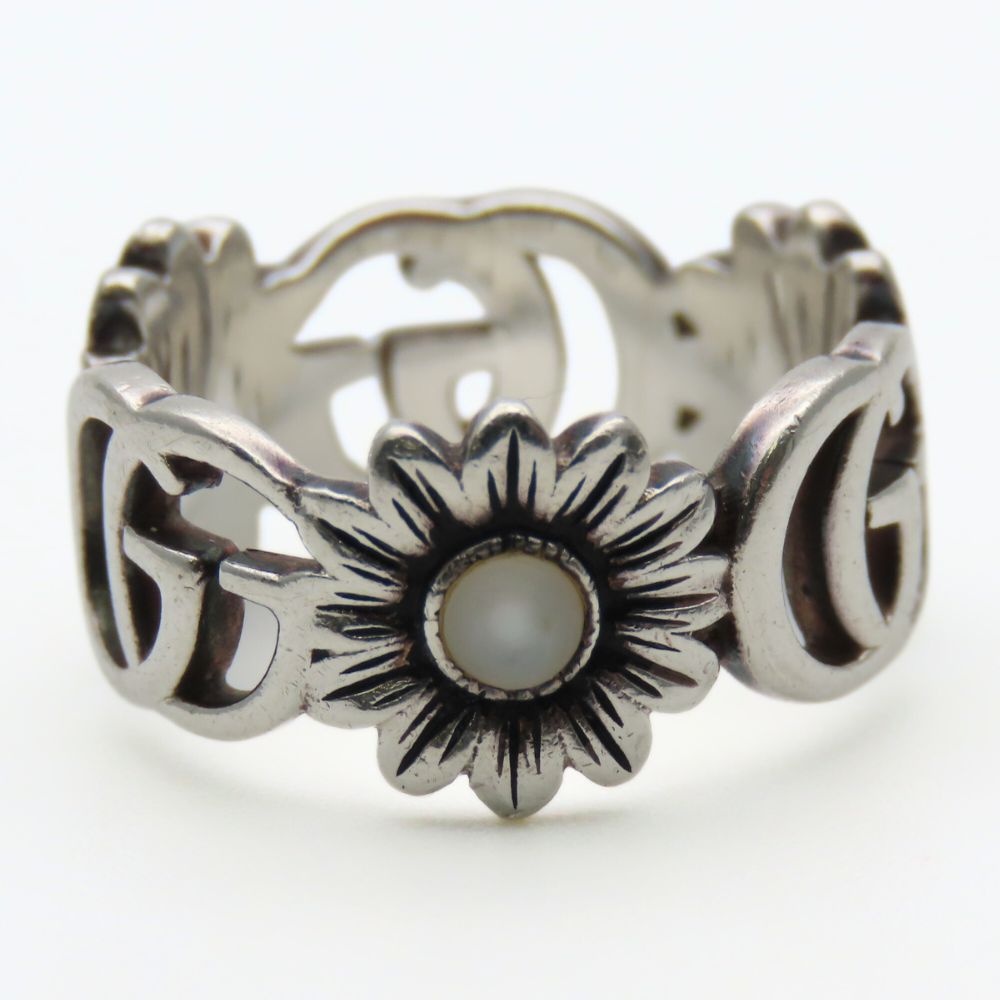 中古】 グッチ リング・指輪 ダブルG 11 シルバー925 ターコイズ 約4.3