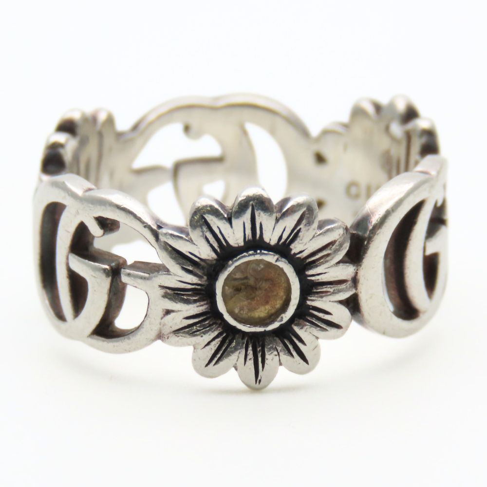 中古】 グッチ リング・指輪 ダブルG 11 シルバー925 ターコイズ 約4.3