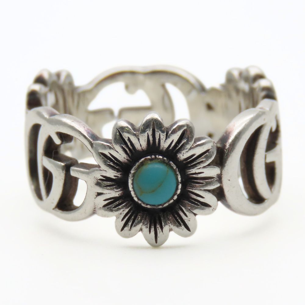 中古】 グッチ リング・指輪 ダブルG 11 シルバー925 ターコイズ 約4.3