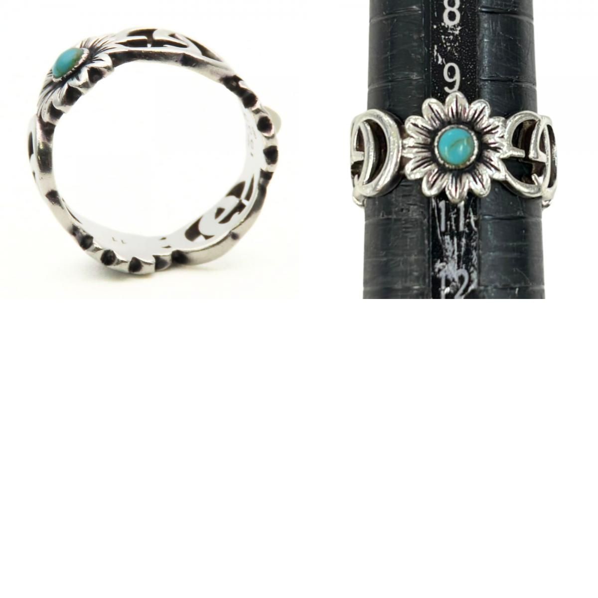 中古】 グッチ リング・指輪 ダブルG 11 シルバー925 ターコイズ 約4.3