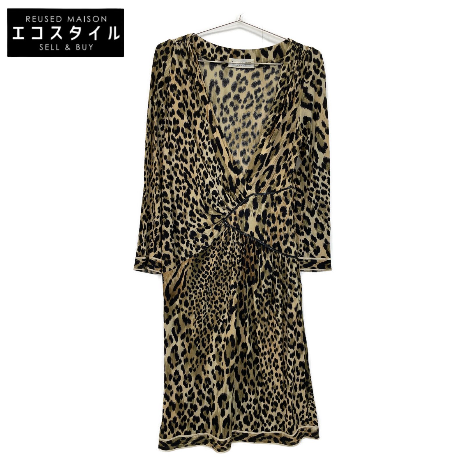 LEONARDレオナール　豹柄　絹シルク ノーカラー上下セットアップ　レオパード LEONARD レオナール レオパード柄 シルク ワンピース M - メルカリ