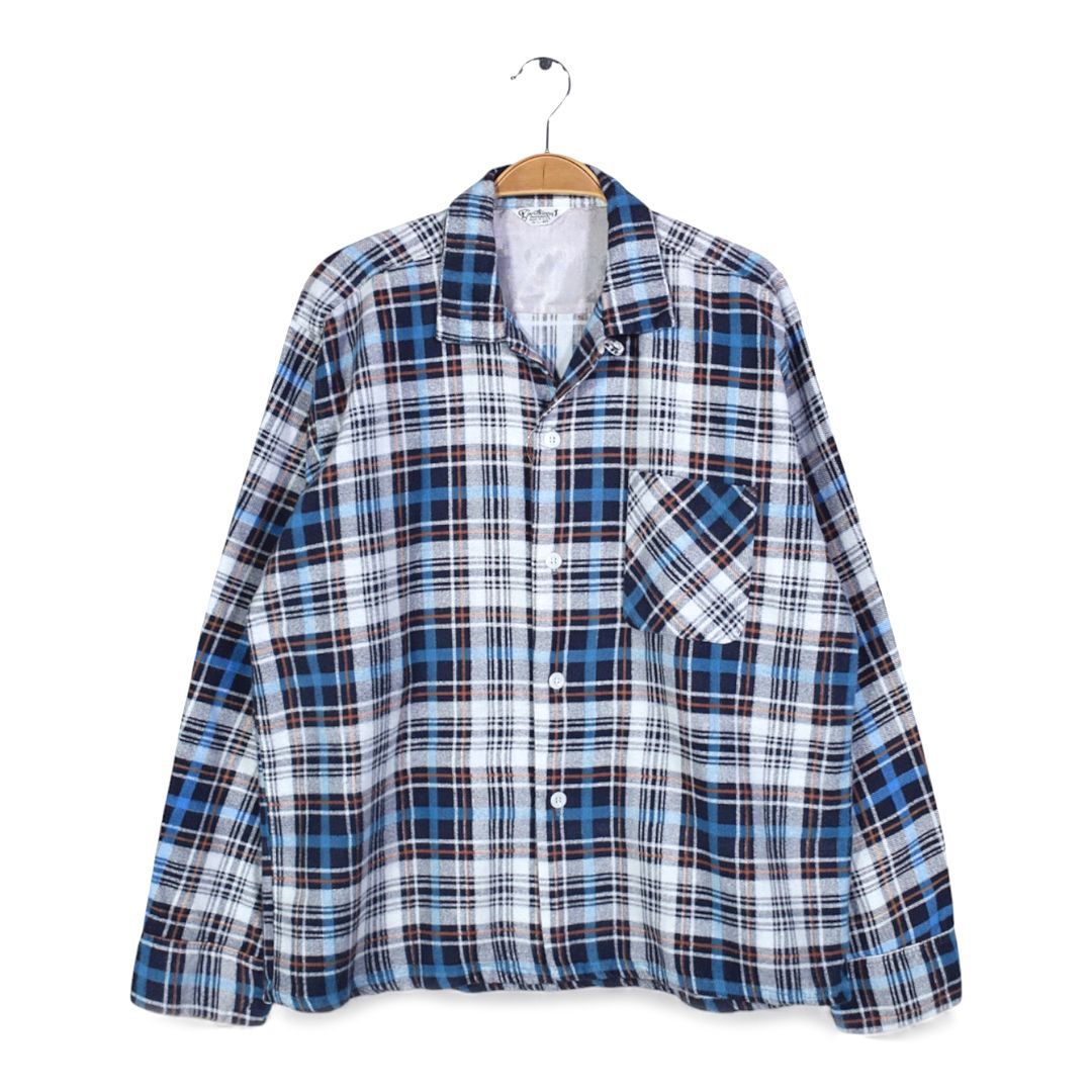 50s USA製 SPORTSWEAR プリントネル オープンカラーシャツ 格子 50s SPORTSWEAR USA製 プリネル ヴィンテージ オープンカラーシャツ
