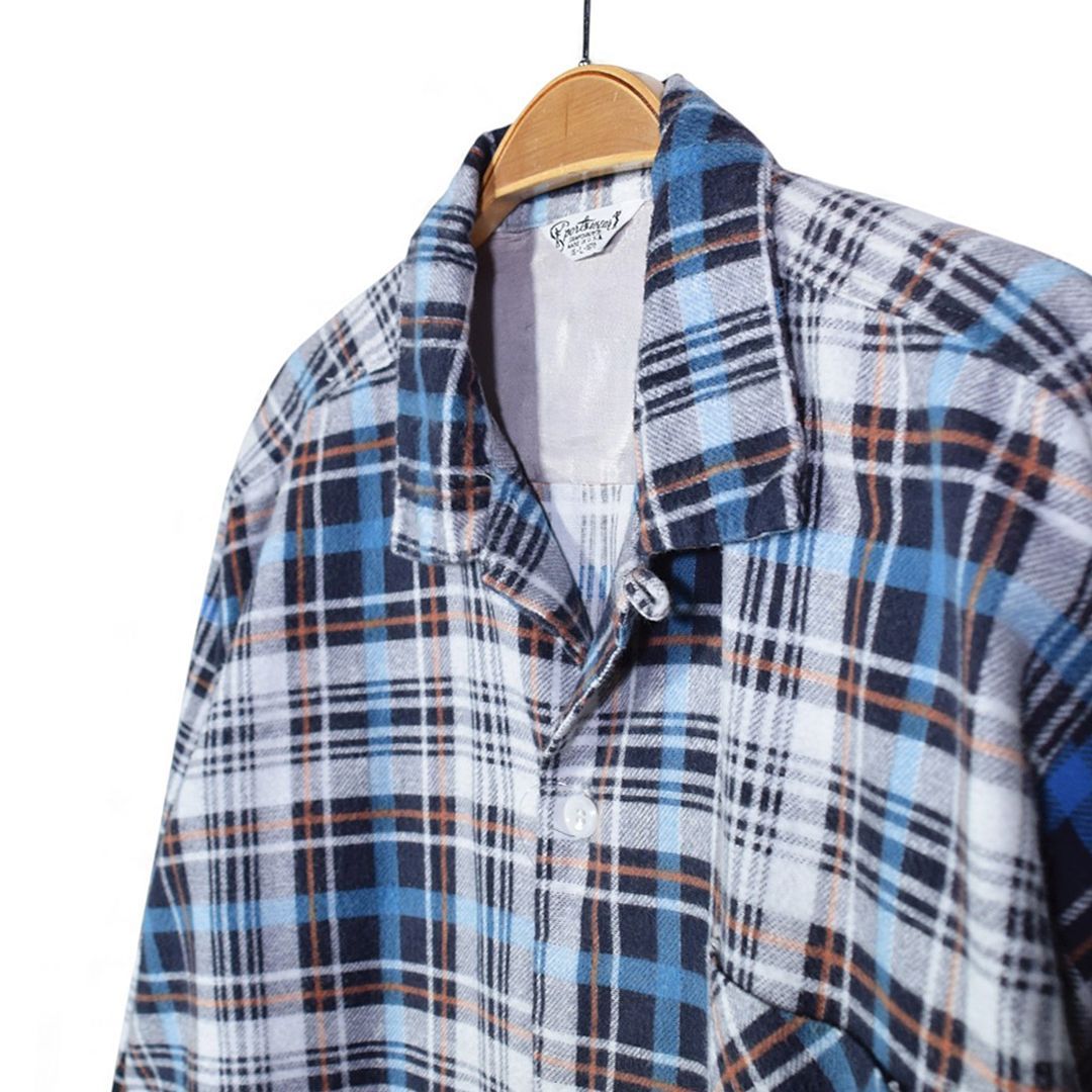 50s USA製 SPORTSWEAR プリントネル オープンカラーシャツ 格子 50s SPORTSWEAR USA製 プリネル ヴィンテージ オープンカラーシャツ