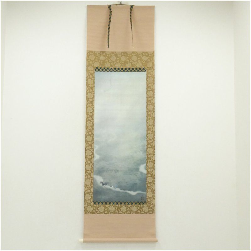 菱田春草 山路 印刷絹本掛軸（共箱） 掛け軸 床の間 書 おしゃれ 絵画