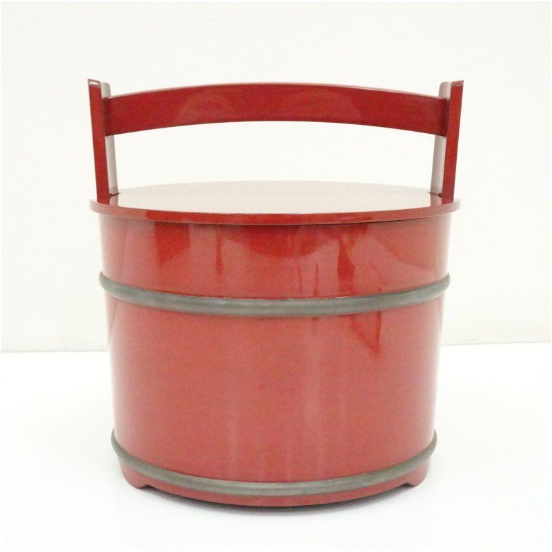 作家物 朱塗手桶水指 共箱 水指し 茶道 茶道具 おしゃれ 水差し 抹茶 インテリア 茶器 水器 お茶 骨董 茶会 春夏冬