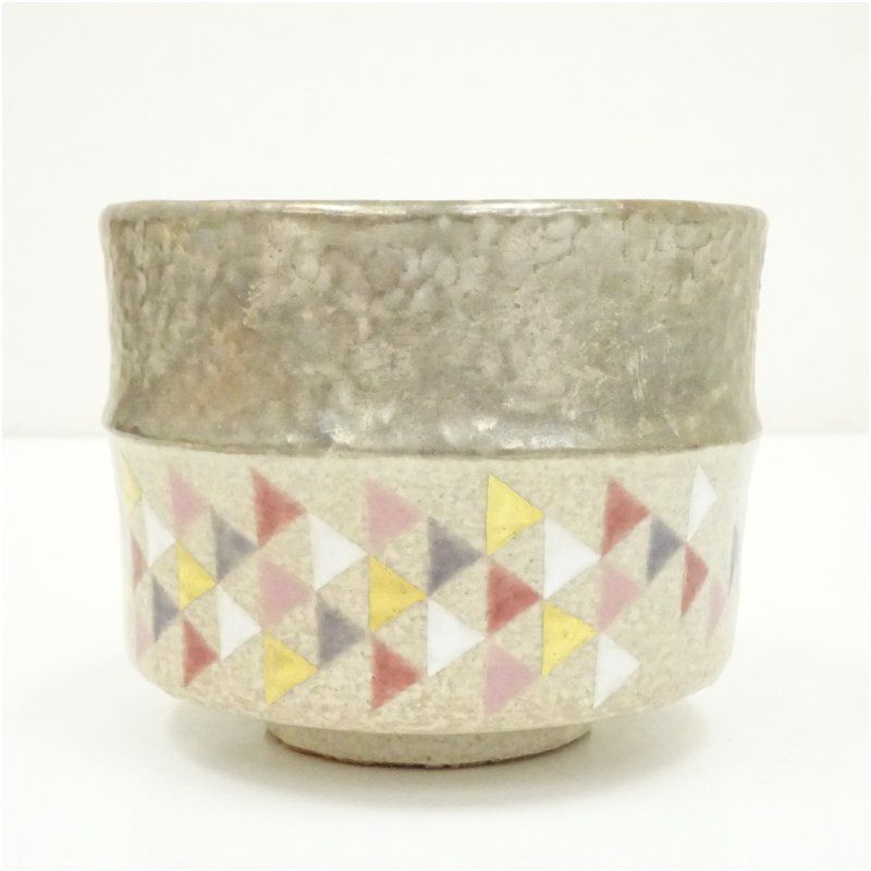 竹桂庵 西山象楽造 銀波釉鱗文図茶碗（共箱） 茶道 抹茶 おしゃれ 抹茶