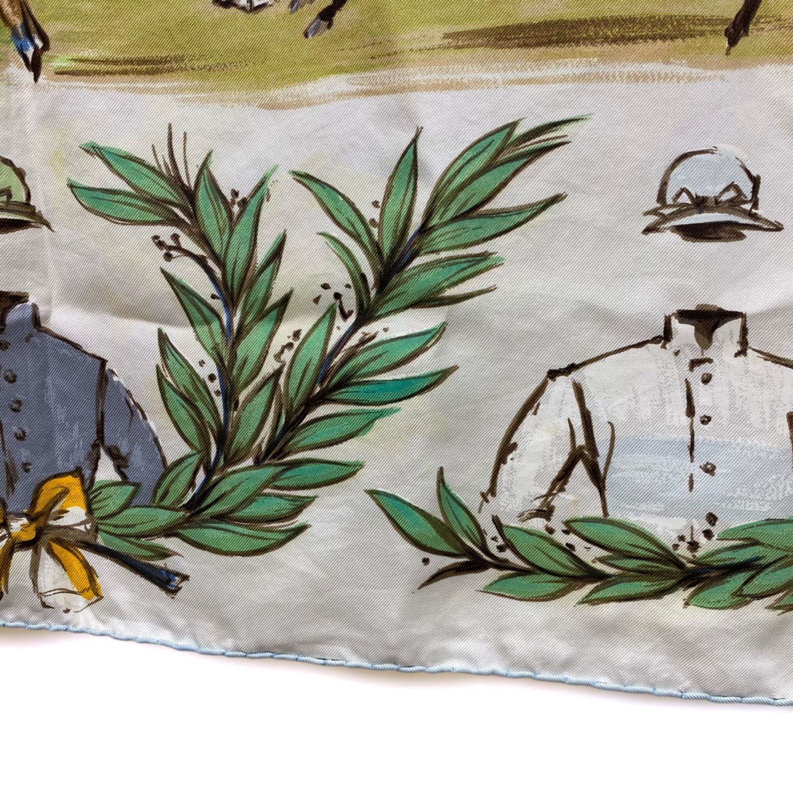 エルメス カレ90 CHANTILLY シルクスカーフ 競馬場 ホワイト 人気