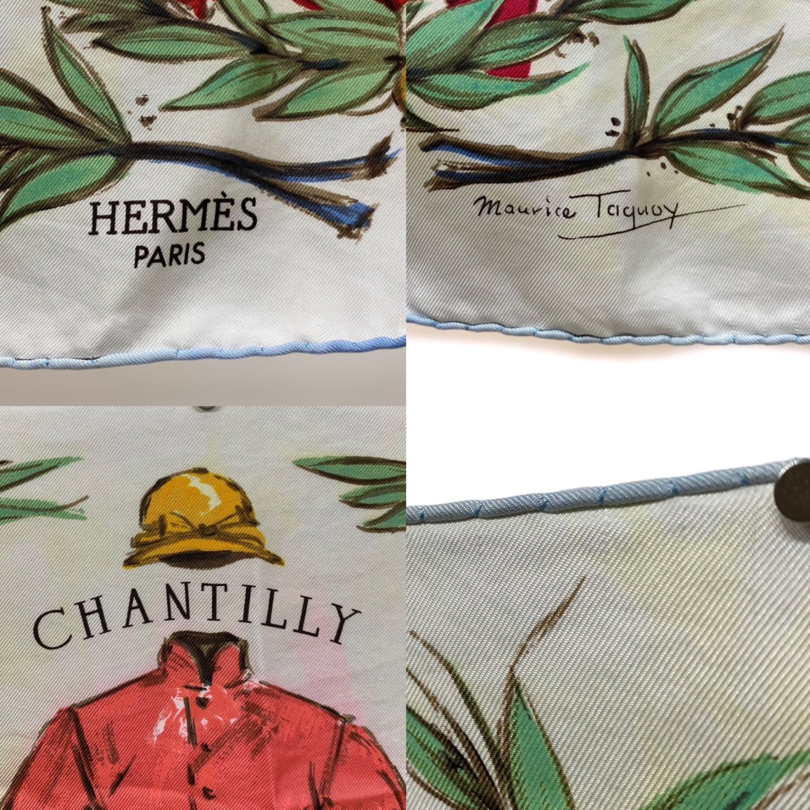 エルメス カレ90 CHANTILLY シルクスカーフ 競馬場 ホワイト 人気