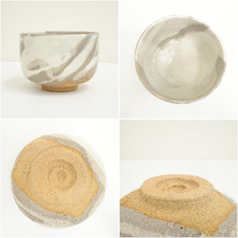 竹桂庵 西山象楽造 裂白釉枝垂桜図茶碗（共箱） 茶道 抹茶 おしゃれ