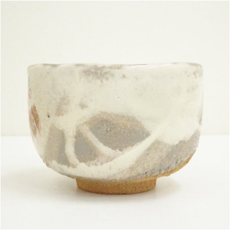 竹桂庵 西山象楽造 裂白釉送雛図茶碗（共箱） 茶道 抹茶 おしゃれ 抹茶