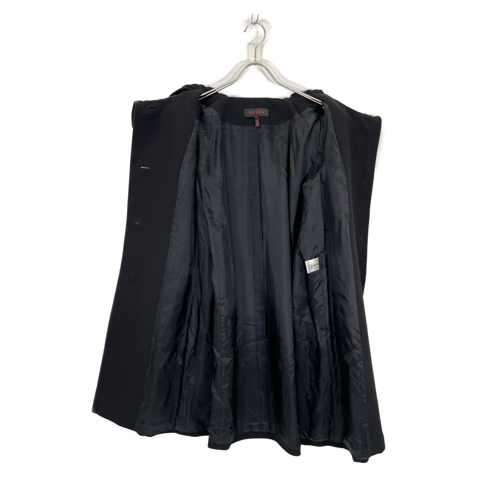 ESCADA エスカーダ ﾌﾞﾗｯｸ ｳｰﾙ ｻｲﾄﾞﾎﾞﾀﾝ 丸襟 ｺｰﾄ 40 - メルカリ