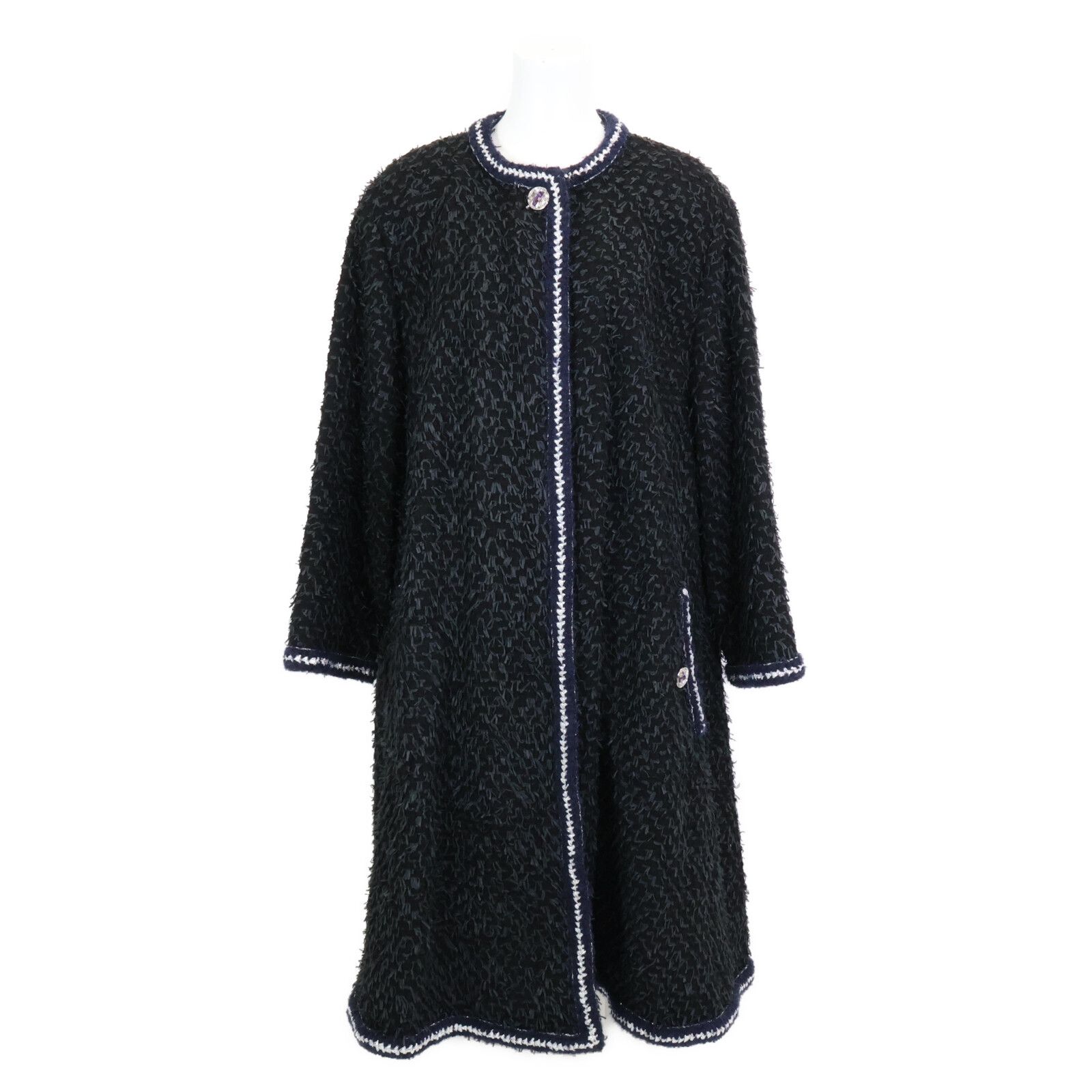 CHANEL シャネル 22 AW ビジューボタン ツイード ロング 36