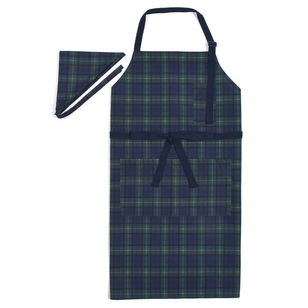 新品‼︎エプロン グリーンネイビーチェック10枚セット COLORFUL CANDY STYLE 新品 エプロン(150～170cm)三角巾付き 撥水ノー