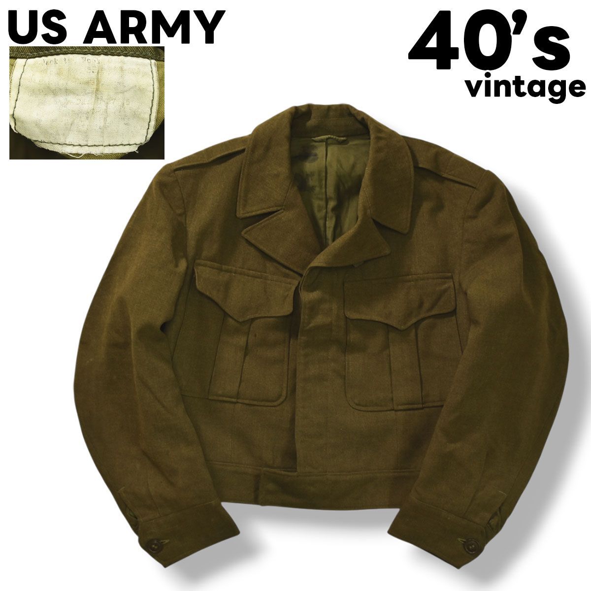 希少品】 40s US ARMY アメリカ軍 米軍 実物 アイク ジャケット ウール