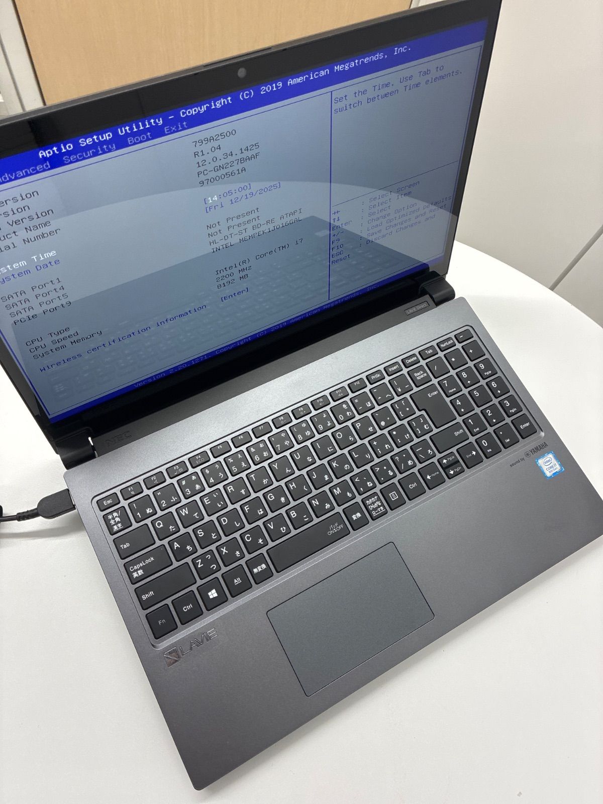 ジャンク NEC ノートパソコン PC-GN227BAAF Core i7 メモリ8GB BIOS