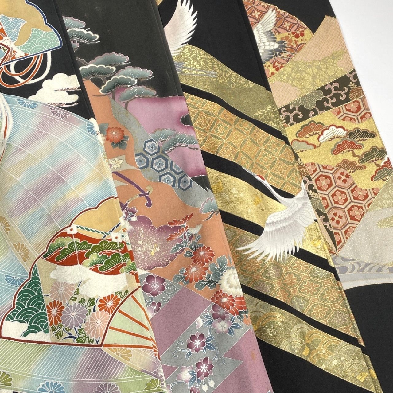 黒留袖 4枚 正絹 着物まとめ売り 同梱購入歓迎 リメイク用 着付け練習