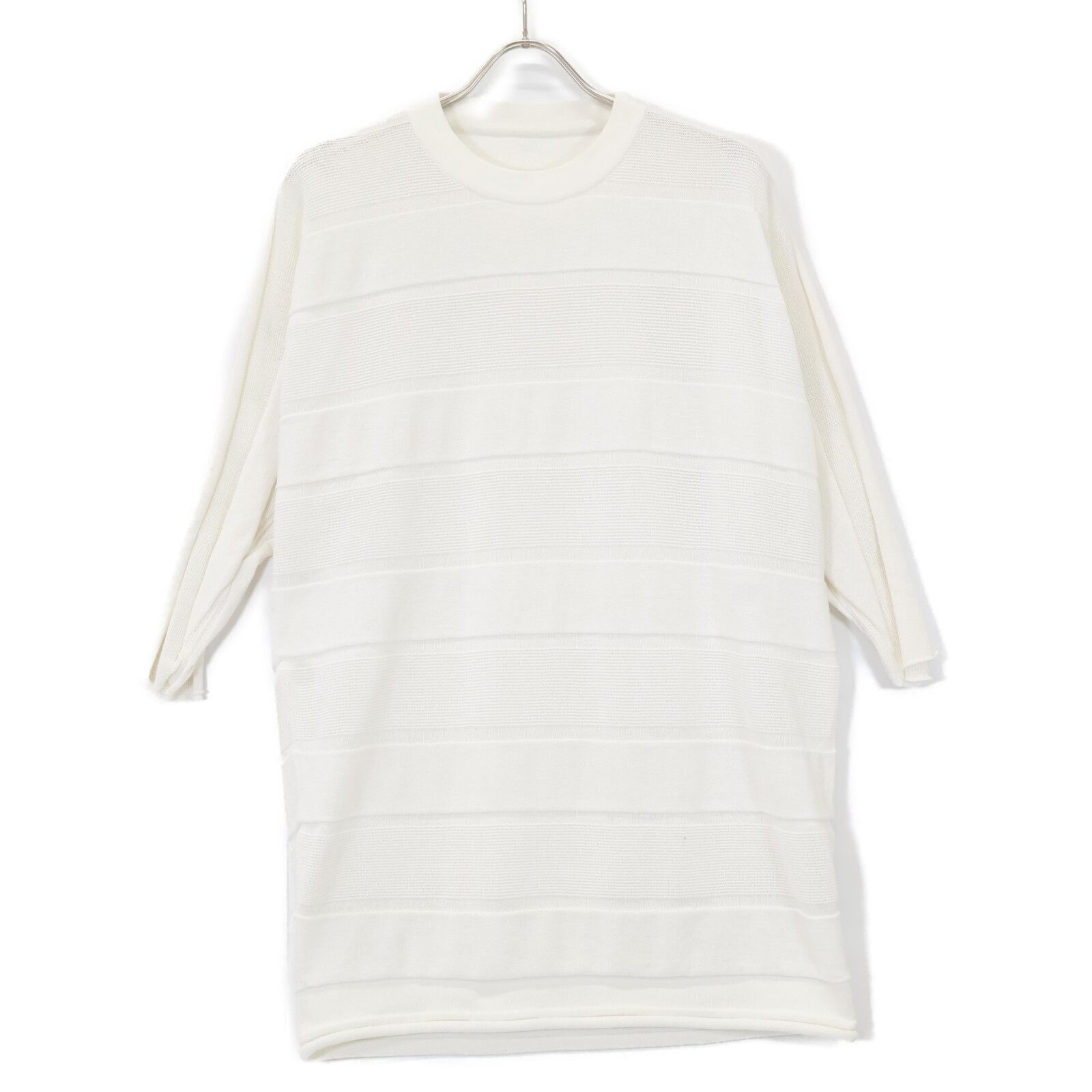 PLEATS PLEASE プリーツプリーズ ﾎﾜｲﾄ ﾄﾞﾙﾏﾝｽﾘｰﾌﾞ ｸﾙｰﾈｯｸ ﾄｯﾌﾟｽ 表記なし