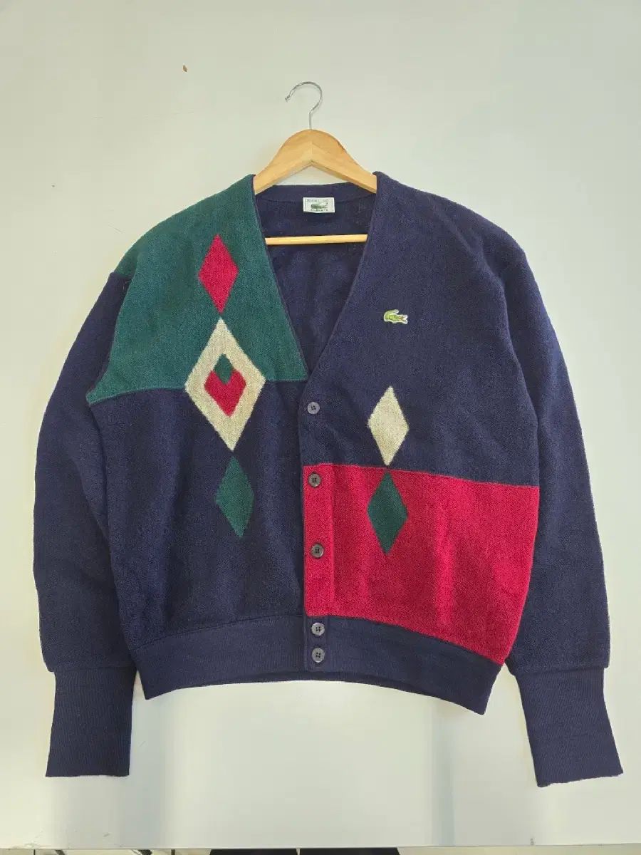 ラコステ アーガイル パータン カーディガン ネイビー