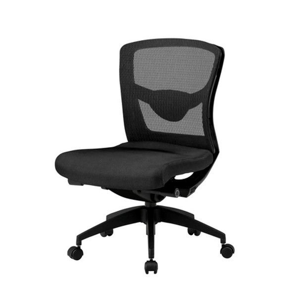 オフィスチェア TOKIO ランバーサポート付 肘無 ブラック