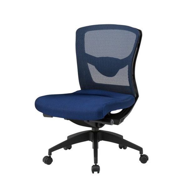 オフィスチェア TOKIO ランバーサポート付 肘無 ネイビー