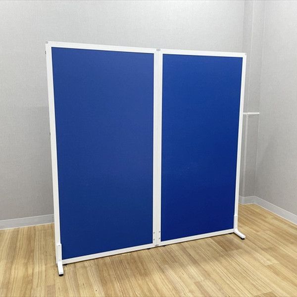パーティション 自立式 2連 衝立 折りたたみ不可 間仕切り ブルー