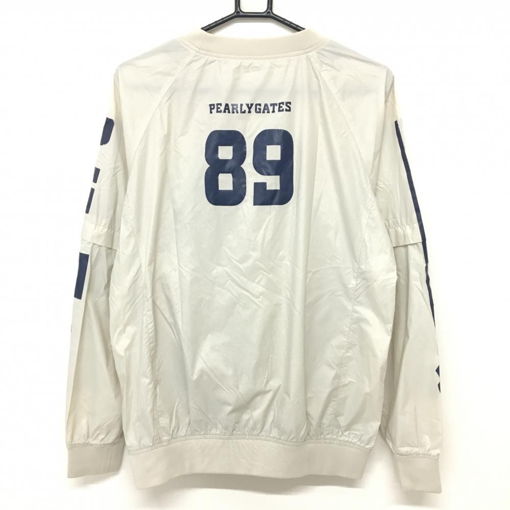 パーリーゲイツ 2WAYスニード ライトベージュ×ネイビー 袖プリント 袖