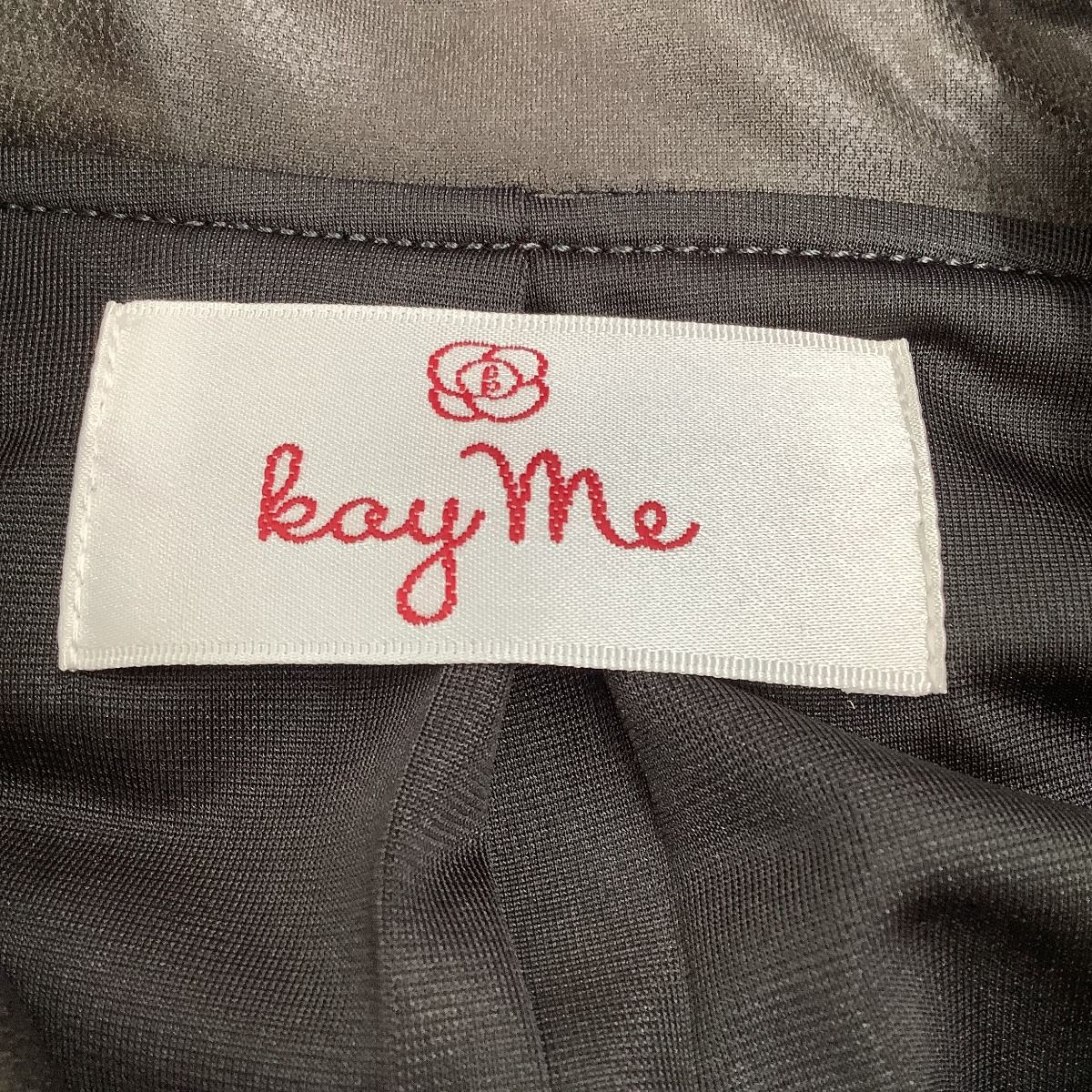  kay me ケイミー レディース ジャケット SIZE ７号 カーキ×ブラック シングルライダース レザージャケット ライダース